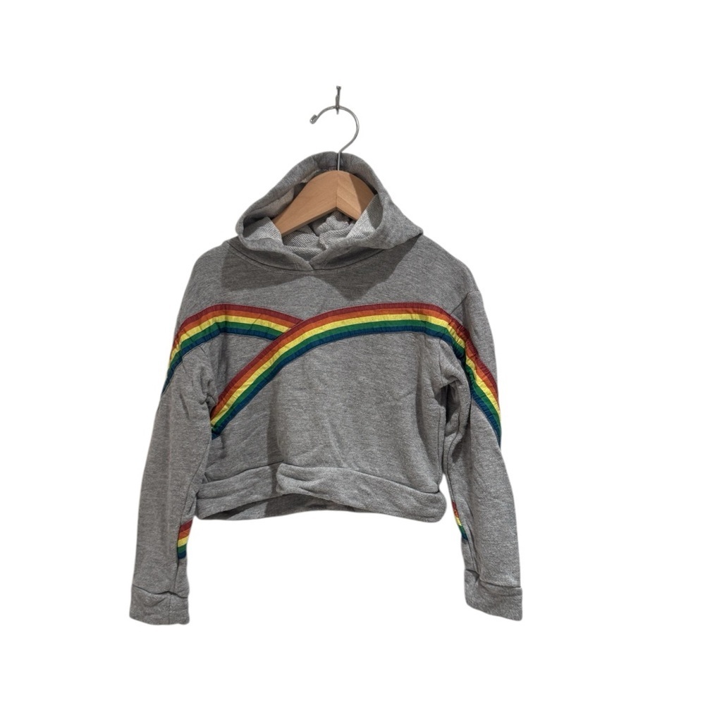 Flowers by Zoe Gray cropped hoodie with rainbow Accents - size 4 (fits 3)